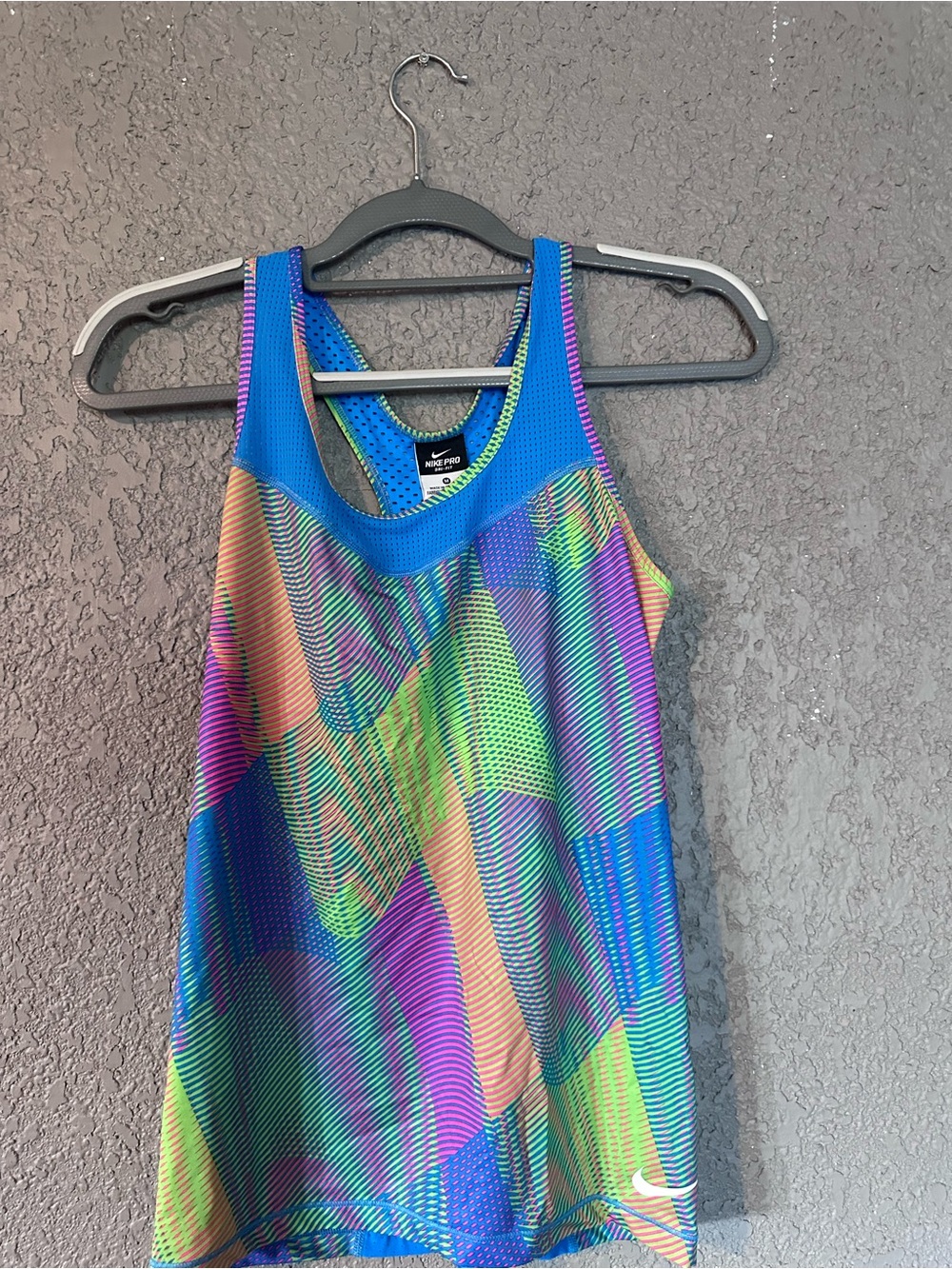 Nike Womens Blue Multicolor Geometric Racerback One-Piece